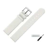 MARBURGER Uhrenarmband 12mm Leder Weiss Silber - Montage Set 7611220000120
