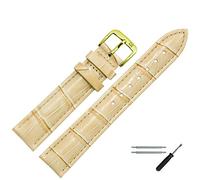 MARBURGER Uhrenarmband 14mm Leder Beige Gold Alligator Prägung Mit Naht - Montage Set 1431421000220