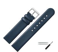 MARBURGER Uhrenarmband 14mm Leder Blau Silber - Montage Set 7611450000120