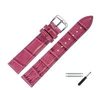 MARBURGER Uhrenarmband 14mm Leder Pink Silber Alligator Prägung Mit Naht - Montage Set 1431444200120
