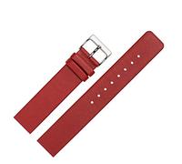 MARBURGER Uhrenarmband 14mm Leder Rot Silber Glatt - Montage Set 7621440000120
