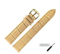 MARBURGER Uhrenarmband 16mm Leder Beige Gold Alligator Prägung Mit Naht - Montage Set 1431623000220