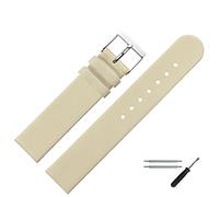 MARBURGER Uhrenarmband 16mm Leder Beige Silber - Montage Set 7611621000120