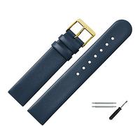 MARBURGER Uhrenarmband 16mm Leder Blau Gold - Montage Set 7611650000220