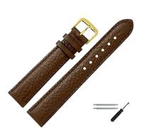 MARBURGER Uhrenarmband 16mm Leder Braun Gold Buffalo Prägung Mit Naht - Montage Set 7601632000220