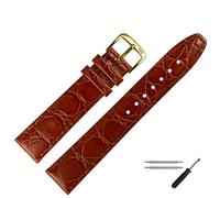 MARBURGER Uhrenarmband 16mm Leder Braun Gold Kroko (Caiman) Prägung Mit Naht - Montage Set 5291632000220