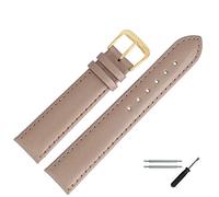 MARBURGER Uhrenarmband 18mm Leder Beige Gold Glatt Mit Naht - Montage Set 8071825000220