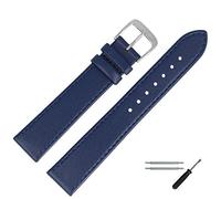 MARBURGER Uhrenarmband 18mm Leder Blau Silber Glatt Mit Naht - Montage Set 7591851000120