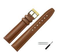 MARBURGER Uhrenarmband 18mm Leder Braun Gold Glatt Mit Naht - Montage Set 2891834000220