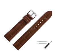 MARBURGER Uhrenarmband 18mm Leder Braun Silber Alligator Prägung Mit Naht - Montage Set 5511832000120