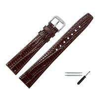 MARBURGER Uhrenarmband 18mm Leder Braun Silber Eidechse (Iguana) Prägung Mit Naht - Montage Set 3051831000120