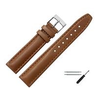 MARBURGER Uhrenarmband 18mm Leder Braun Silber Glatt Mit Naht - Montage Set 2891834000120