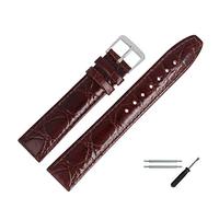 MARBURGER Uhrenarmband 18mm Leder Braun Silber Kroko (Caiman) Prägung Mit Naht - Montage Set 5291831000120