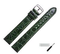 MARBURGER Uhrenarmband 18mm Leder Gruen Silber XL Kroko Prägung Mit Naht - Montage Set 6811860000120