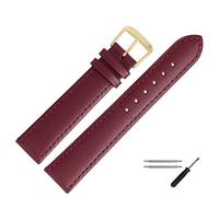 MARBURGER Uhrenarmband 18mm Leder Rot Gold Glatt Mit Naht - Montage Set 8071841200220