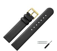 MARBURGER Uhrenarmband 18mm Leder Schwarz Gold - Montage Set 7611810000220