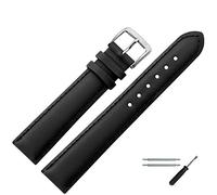 MARBURGER Uhrenarmband 18mm Leder Schwarz Silber Glatt Mit Naht - Montage Set 7941810000120