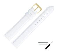 MARBURGER Uhrenarmband 18mm Leder Weiss Gold Kroko Prägung Mit Naht - Montage Set 6811820000220