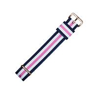 MARBURGER Uhrenarmband 18mm Textil Rose Weiss Blau - Werkzeug Montage Set 9511843000220