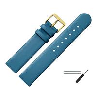 MARBURGER Uhrenarmband 20mm Leder Blau Gold - Montage Set 7612052000220