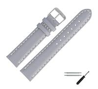 MARBURGER Uhrenarmband 20mm Leder Grau Silber Glatt Mit Naht - Montage Set 8062015000120