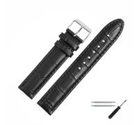 MARBURGER Uhrenarmband 20mm Leder Schwarz Silber Alligator Prägung Mit Naht - Montage Set 1392010000120