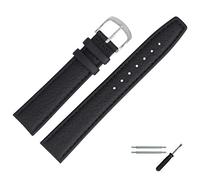 MARBURGER Uhrenarmband 20mm Leder Schwarz Silber - Montage Set 3522010000120