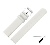 MARBURGER Uhrenarmband 20mm Leder Weiss Silber - Montage Set 7612020000120