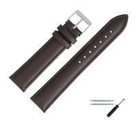 MARBURGER Uhrenarmband 22mm Leder Braun Silber Glatt Mit Naht - Montage Set 2762231000120