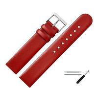 MARBURGER Uhrenarmband 22mm Leder Rot Silber - Montage Set 7612240000120
