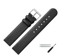 MARBURGER Uhrenarmband 22mm Leder Schwarz Silber - Montage Set 7612210000120