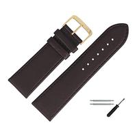 MARBURGER Uhrenarmband 24mm Leder Braun Gold Glatt Mit Naht - Montage Set 7592431000220