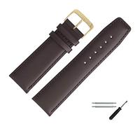 MARBURGER Uhrenarmband 24mm Leder Braun Gold Glatt Mit Naht - Montage Set 7942432000220