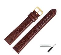 MARBURGER Uhrenarmband 24mm Leder Braun Gold XL Kroko Prägung Mit Naht - Montage Set 6812431000220