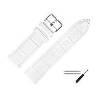 MARBURGER Uhrenarmband 24mm Leder Weiss Silber Alligator Prägung Mit Naht - Montage Set 7892420000120