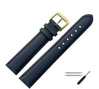 MARBURGER Uhrenarmband 26mm Leder Blau Gold Glatt Mit Naht - Montage Set 7942651000220