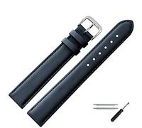 MARBURGER Uhrenarmband 26mm Leder Blau Silber XL Glatt Mit Naht - Montage Set 6602651000120