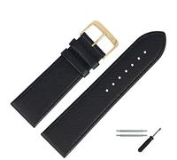 MARBURGER Uhrenarmband 26mm Leder Schwarz Gold Glatt Mit Naht - Montage Set 7592610000220
