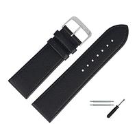 MARBURGER Uhrenarmband 26mm Leder Schwarz Silber Glatt Mit Naht - Montage Set 7592610000120