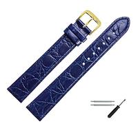 MARBURGER Uhrenarmband 28mm Leder Blau Gold XL Kroko Prägung Mit Naht - Montage Set 6812850000220