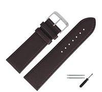 MARBURGER Uhrenarmband 28mm Leder Braun Silber Glatt Mit Naht - Montage Set 7592831000120