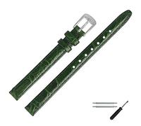 MARBURGER Uhrenarmband 8mm Leder Gruen Silber Kroko (Caiman) Prägung Mit Naht - Montage Set 5290860000120