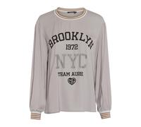 Marc Aurel - Satin-Top mit College-Print light grey varied - Gr. - 34