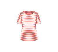 Marc Cain Additions - Ringel-T-Shirt aus Baumwoll-Ripp bright tomato - Gr. - 38