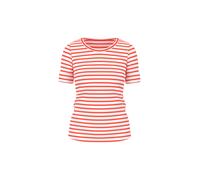 Marc Cain Additions - Ringel-T-Shirt aus Baumwoll-Ripp bright tomato - Gr. - 42