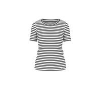 Marc Cain Additions - Ringel-T-Shirt aus Baumwoll-Ripp white and black - Gr. - 38