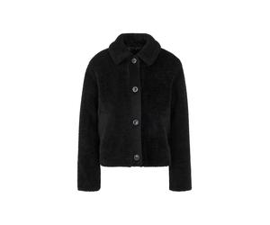 Marc Cain Collections - Fake-Fur-Jacke mit Woll-Details black - Gr. - 42