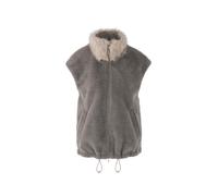 Marc Cain Collections - Kuschelige Weste mit Fake Fur Kragen soft charcoal - Gr. - 38