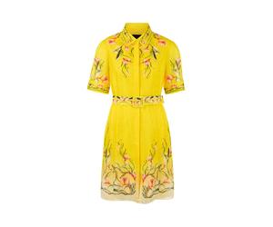 Marc Cain Damen Kleid aus Leinen-Seidenmix, gelb, Gr. 44