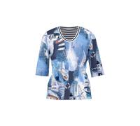 Marc Cain Damen T-Shirt aus Baumwoll-Mix, marine, Gr. 36